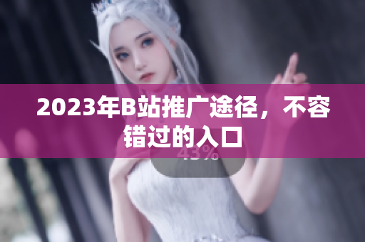 2023年B站推广途径，不容错过的入口