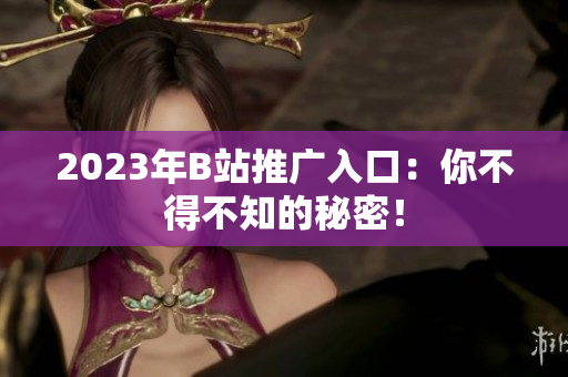 2023年B站推广入口：你不得不知的秘密！