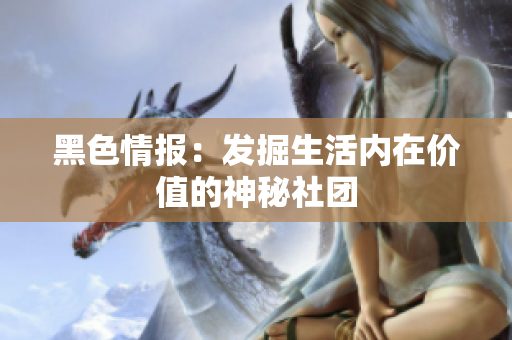 黑色情报：发掘生活内在价值的神秘社团