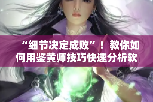 “细节决定成败”！教你如何用鉴黄师技巧快速分析软件性能！