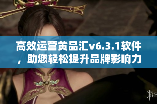高效运营黄品汇v6.3.1软件，助您轻松提升品牌影响力！