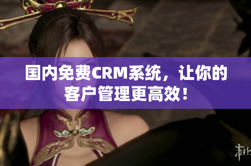 国内免费CRM系统，让你的客户管理更高效！