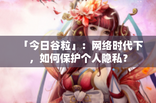 「今日谷粒」：网络时代下，如何保护个人隐私？