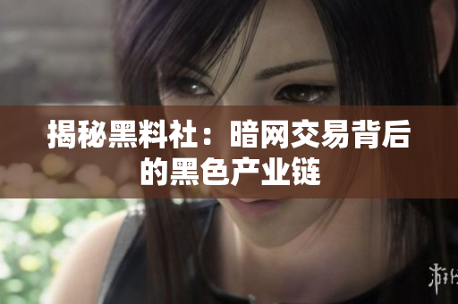 揭秘黑料社：暗网交易背后的黑色产业链